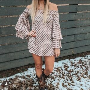 Strapless boho long sleeve mini dress